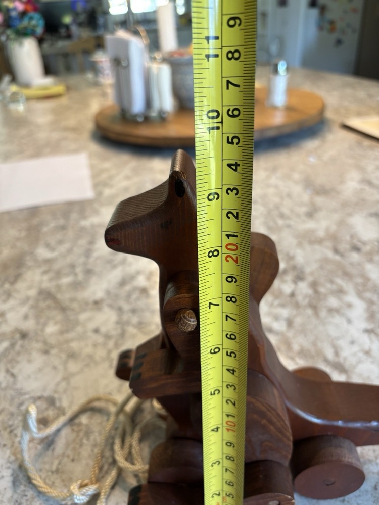 Kangaroo Pull Toy Wood Primitive Handmade 9”