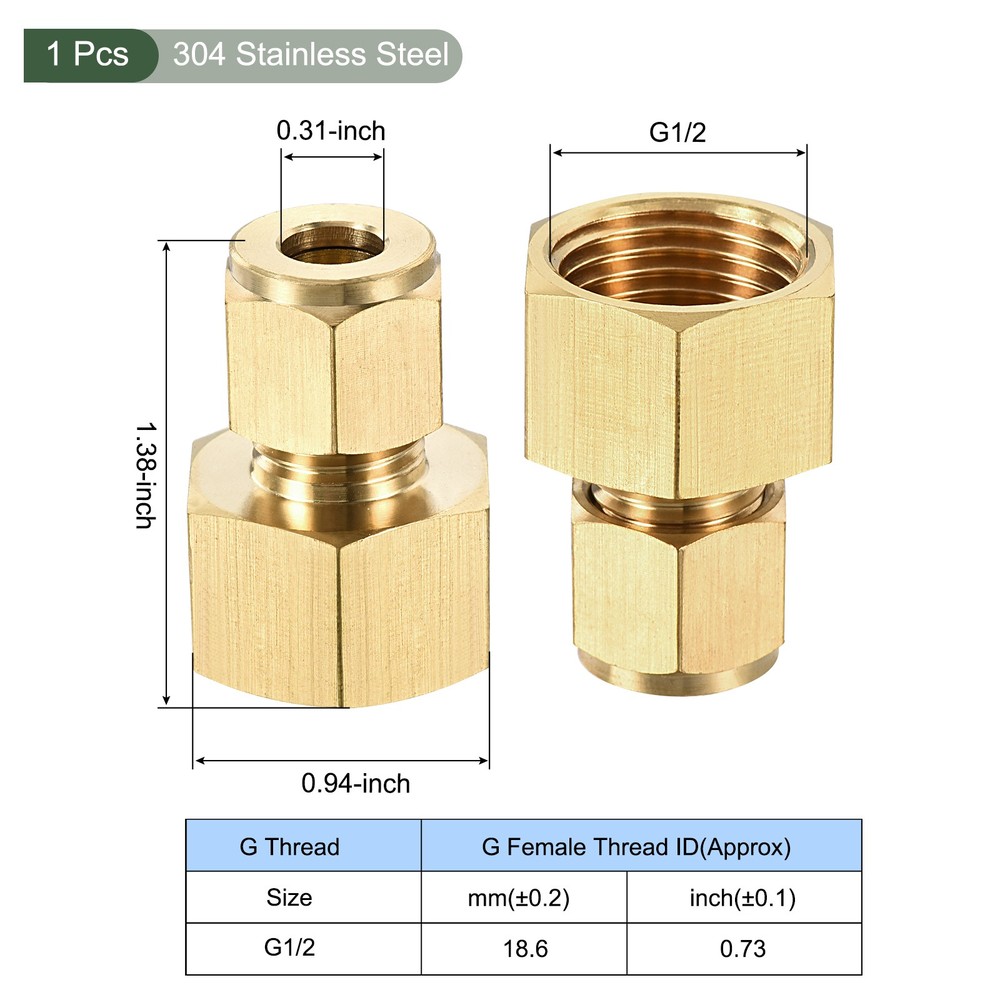 Compression Tubes Fitting, Straight Coupling Adapter Brass Great for Pipes