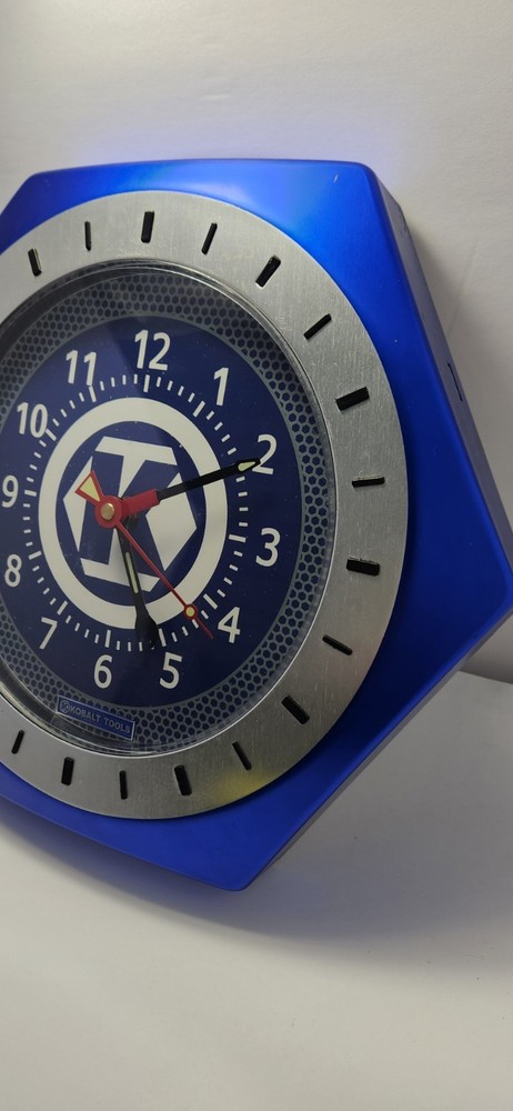 1990s Kobalt Tools Blue Wall Clock TESTED AND WORKING