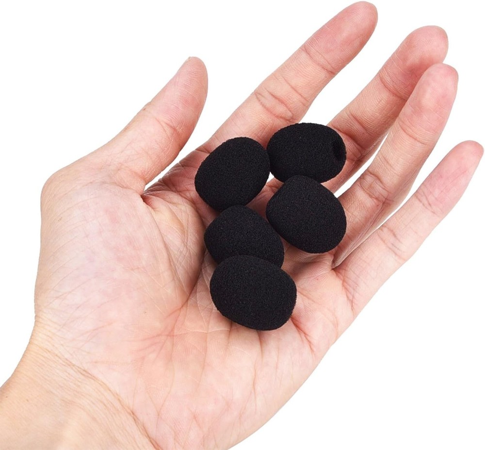 5 Pack Mini-size Lapel Headset Microphone Windscreen, Black