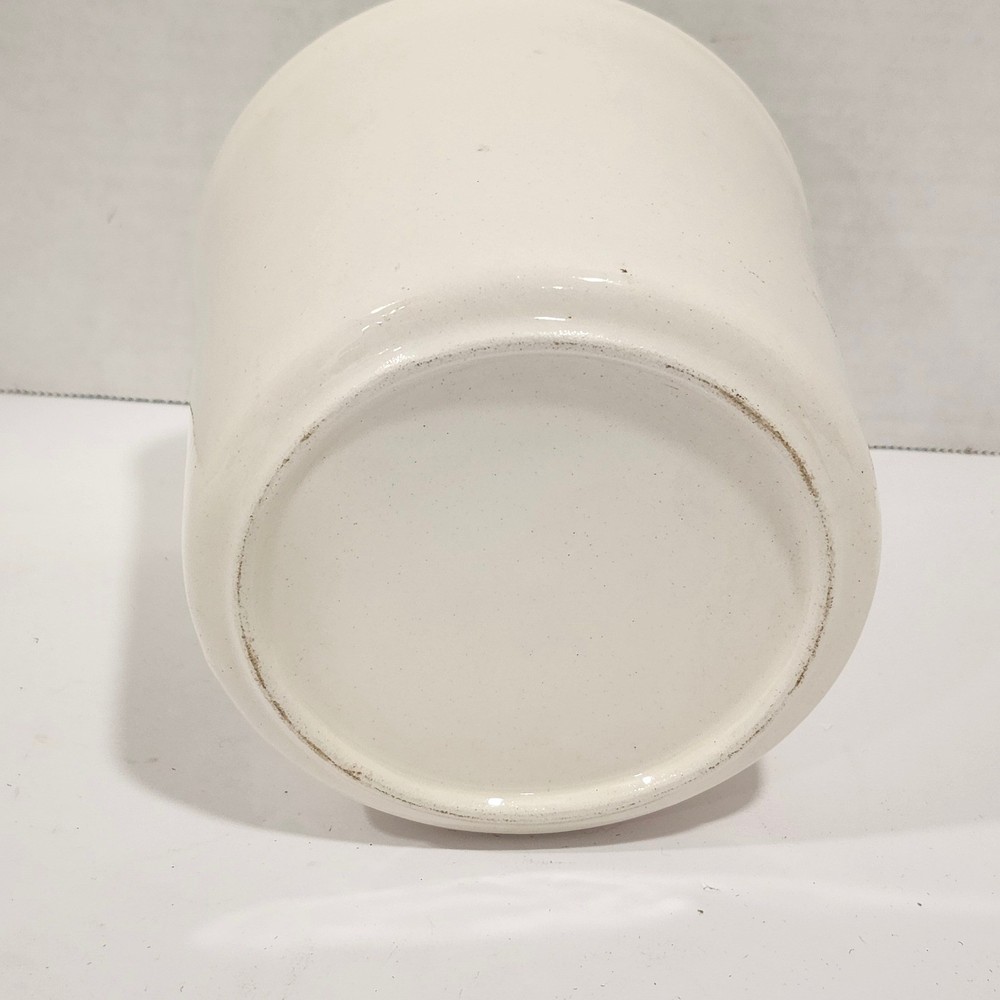 Cream Ceramic Pot With Green Tree Design Small Planter Holder