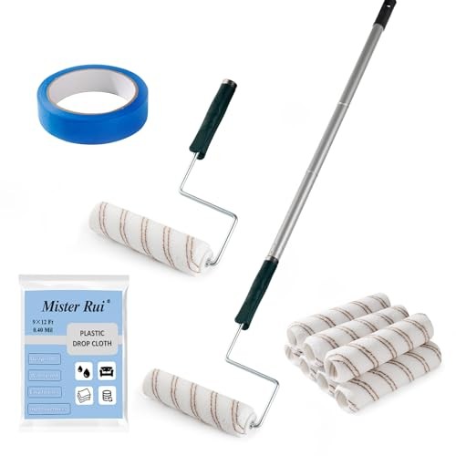 9 Inch Paint Roller, Microfiber Roller Covers with Extension Pole, 5-Wire