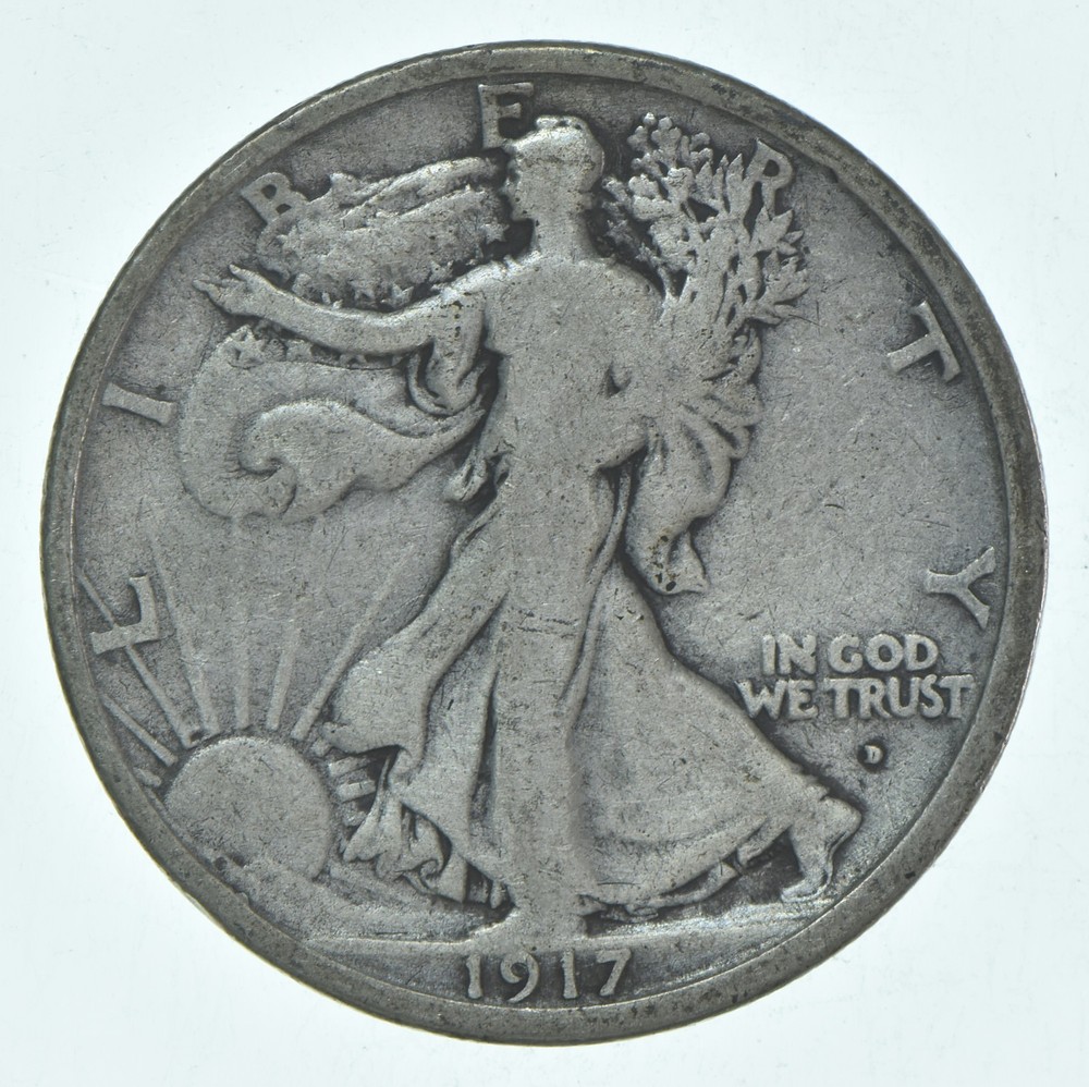 1917-D OBV Walking Liberty Half Dollar CIRC 90% Silver