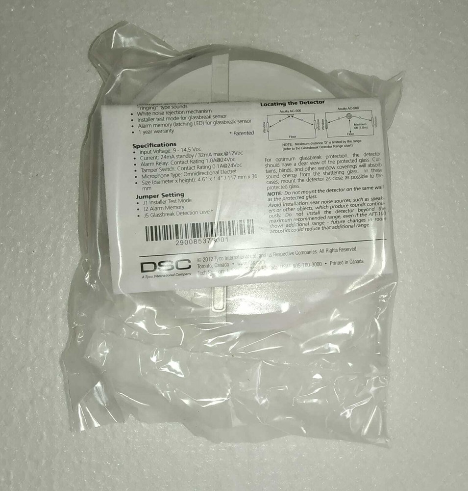 AC-500 DSC ACUITY 500 GLASSBREAK DETECTOR