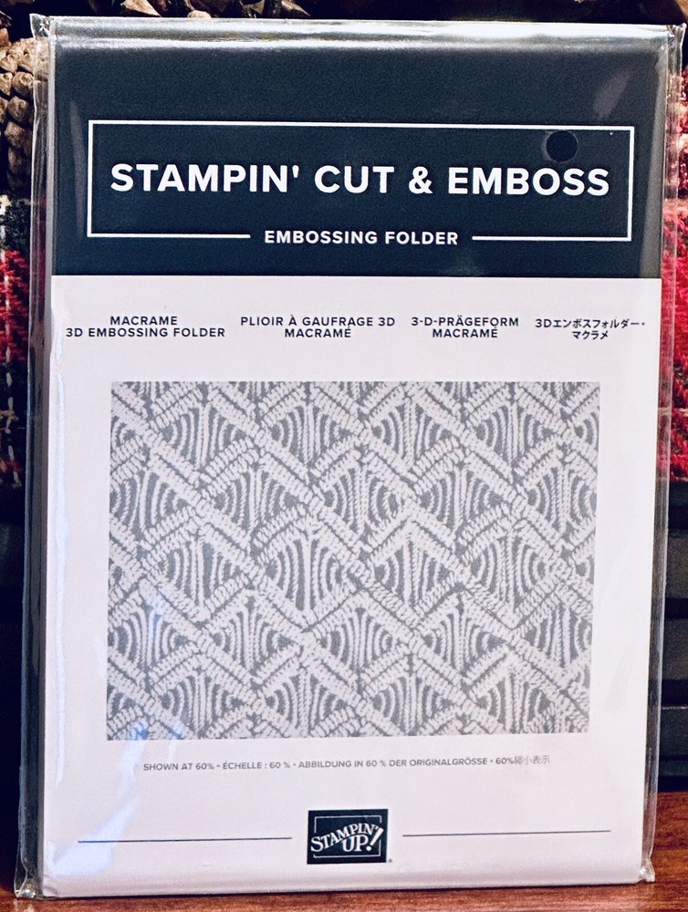 Stampin Up MACRAME 3D EMBOSSING FOLDER NEW RETIRED TROPICAL TEXTILE TEXTURE