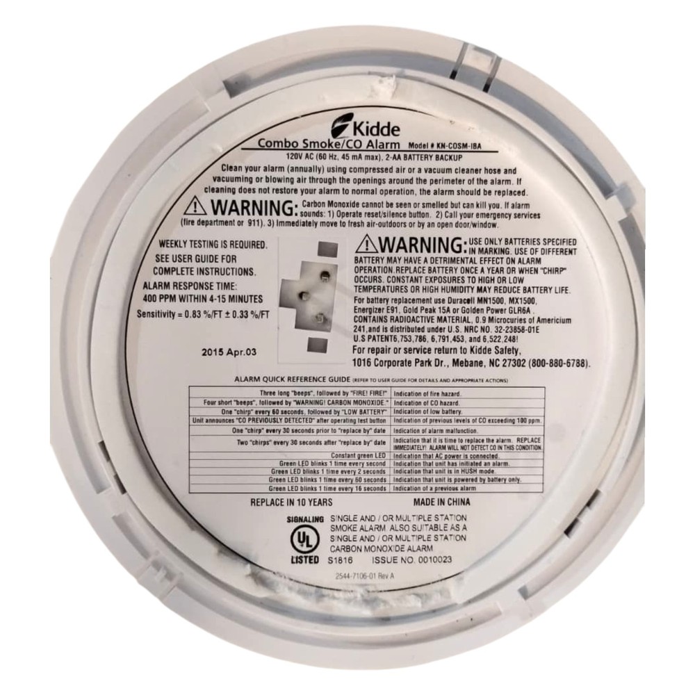 Kidde Smoke and Carbon Monoxide Detector AA Battery Powered with LED Status