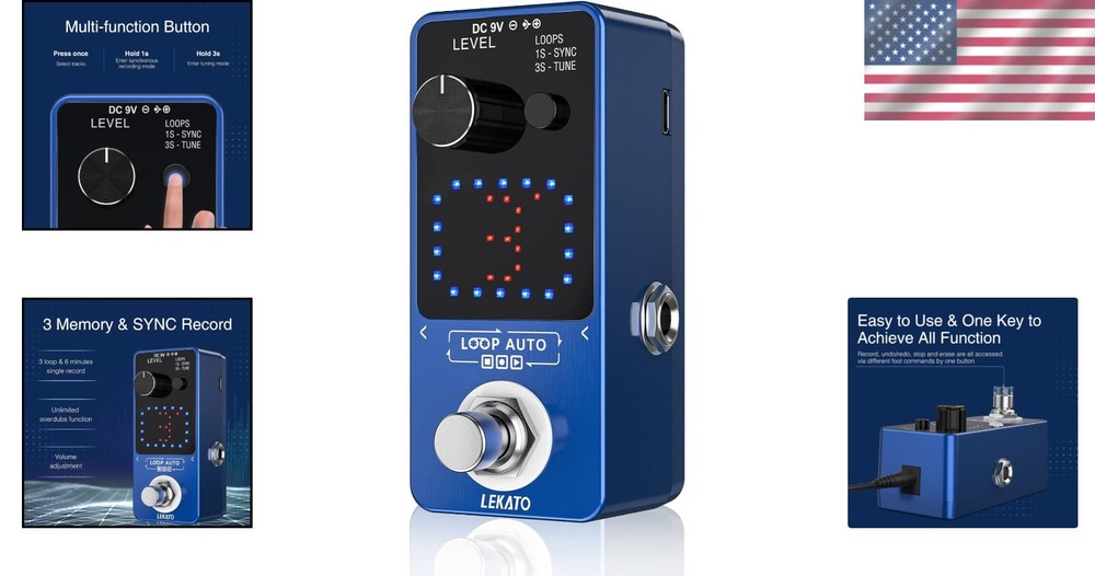 Advanced Guitar Loop Pedal: 18 Min Record, USB Save, Analog-Dry-Through