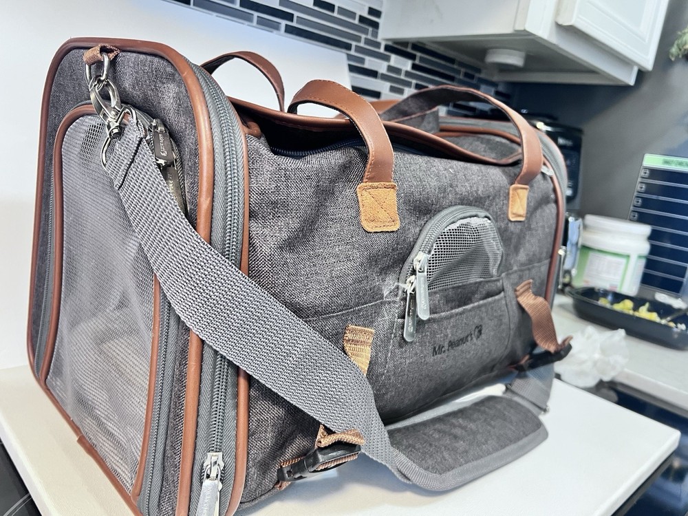 Mr. Peanut's Fabric Airline Carrier with Mesh Windows and Shoulder Strap