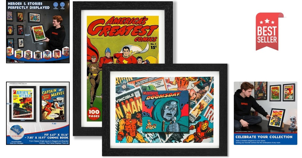 Elegant Wall Mount Comic Frame - Protects & Displays 6.67" × 10.16" Comics