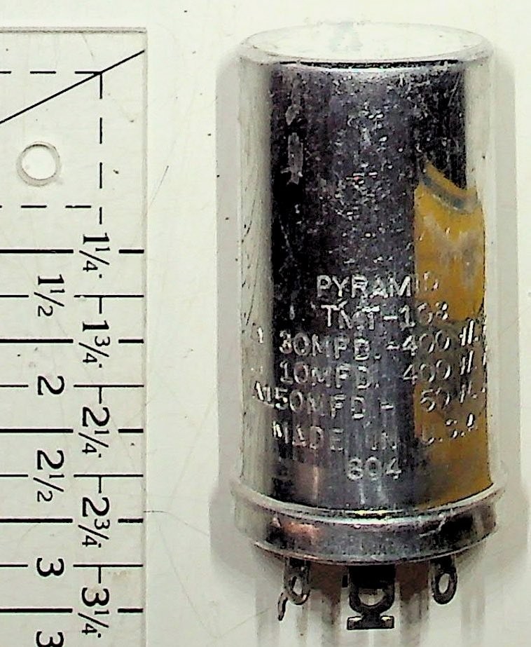 Pyramid Capacitor TMT-108 Vintage Electronic Component Silver Tone NOS