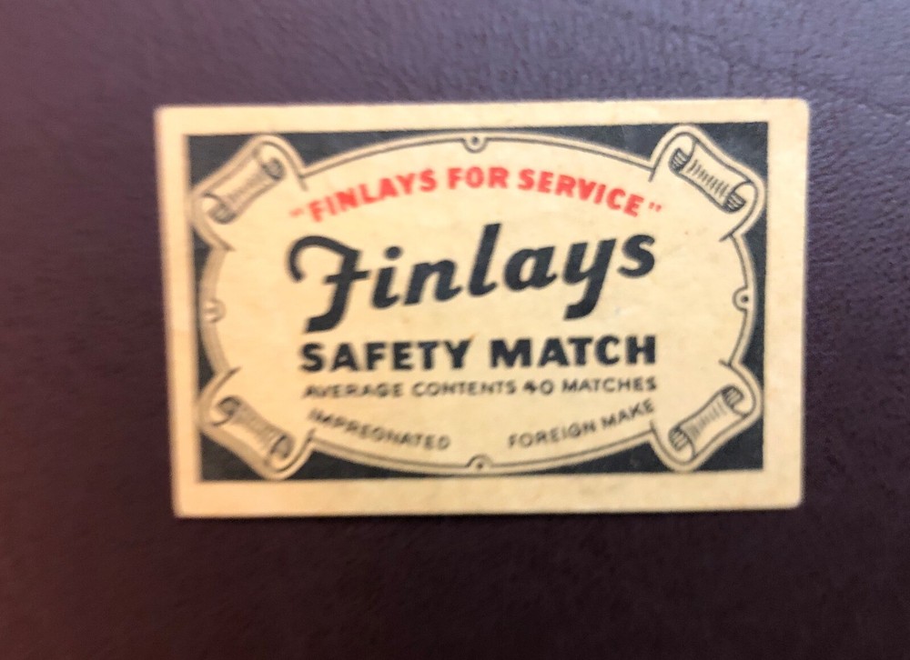 Vintage Matchbox label - Finlays