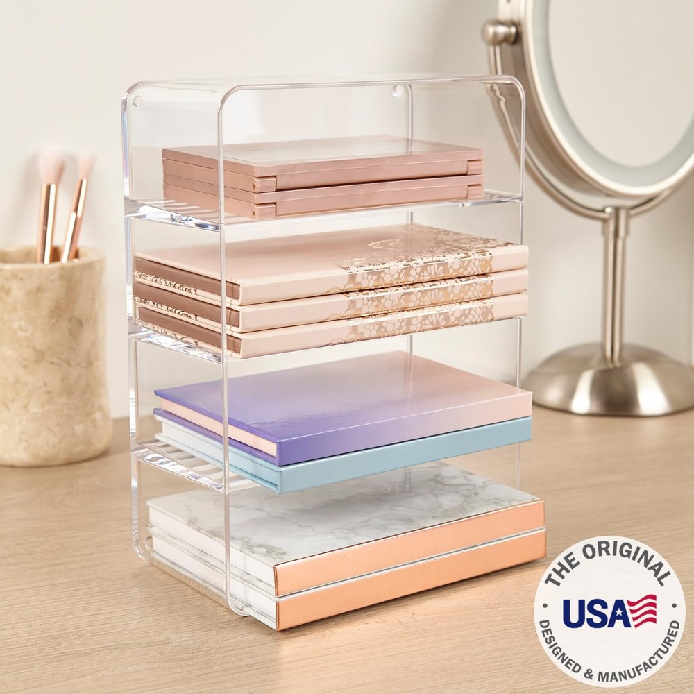 STORi 4-Compartment Clear Plastic Organizer, Rectangular Divided Makeup and V...