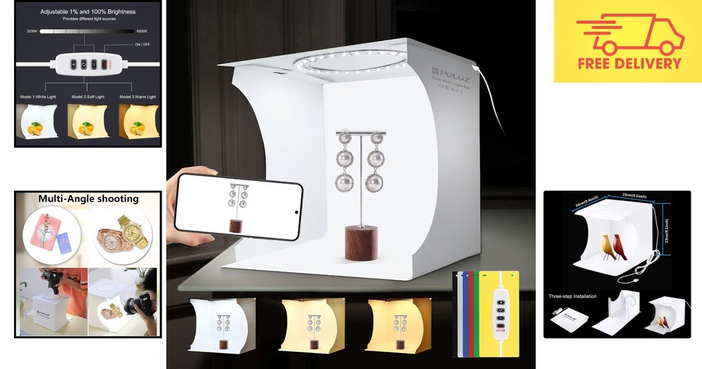 9 Inch Portable Light Box Studio with 72 Adjustable LED Lights for Capture
