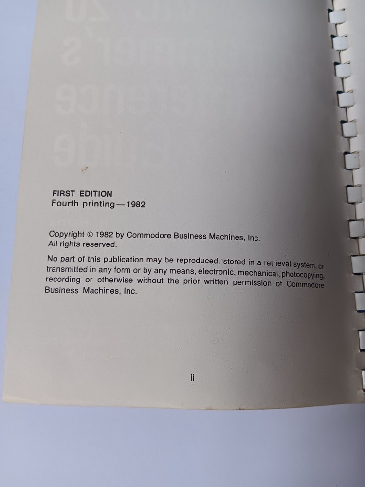 Commodore Vic 20 Programmers Reference Guide Softcover