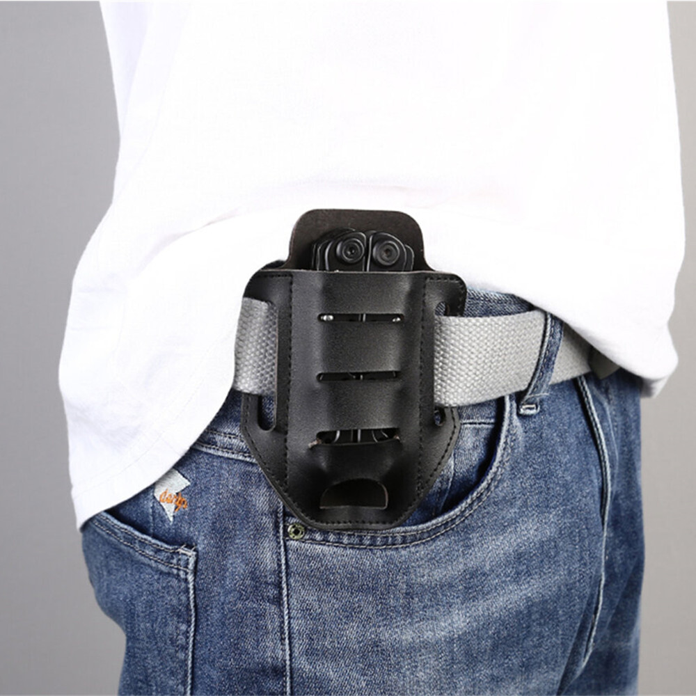 Outdoor Multitools Leather Tool Sheath Single Pocket Holder Organizer Belt Pouch