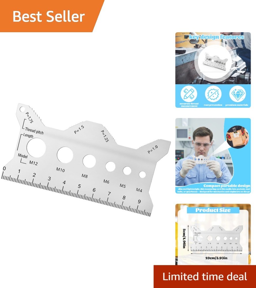 Stainless Steel Bolt Gauge Card - Accurate Double-Sided Thread Checker