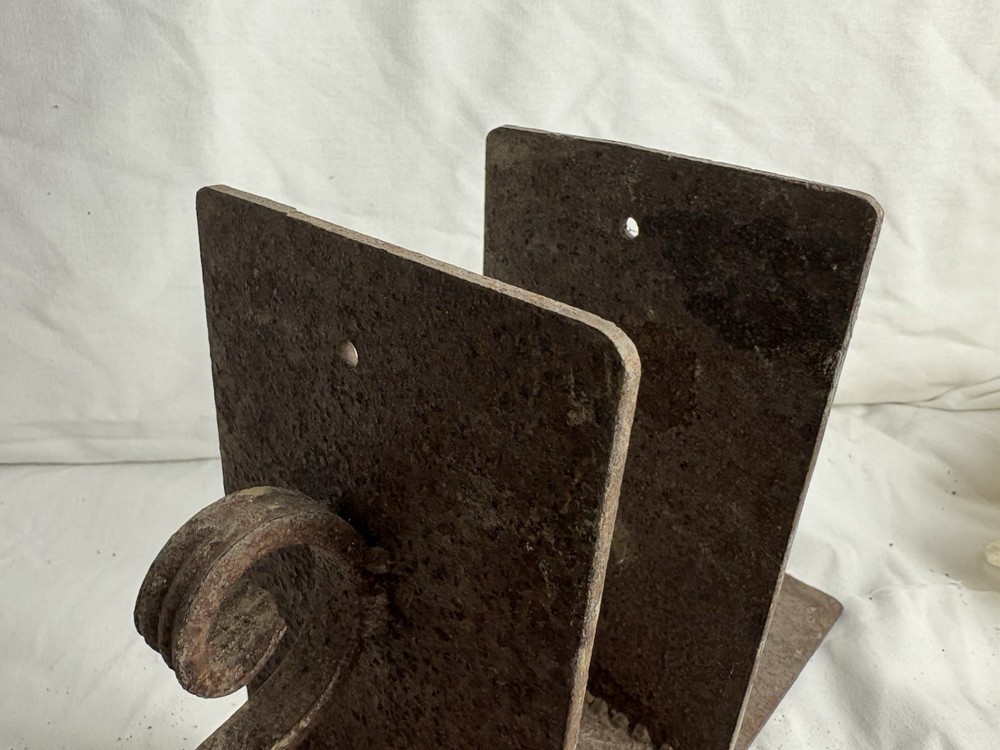 Antique Cast Iron Double Scroll Post Base / Topper Bracket 3.5” Post Opening
