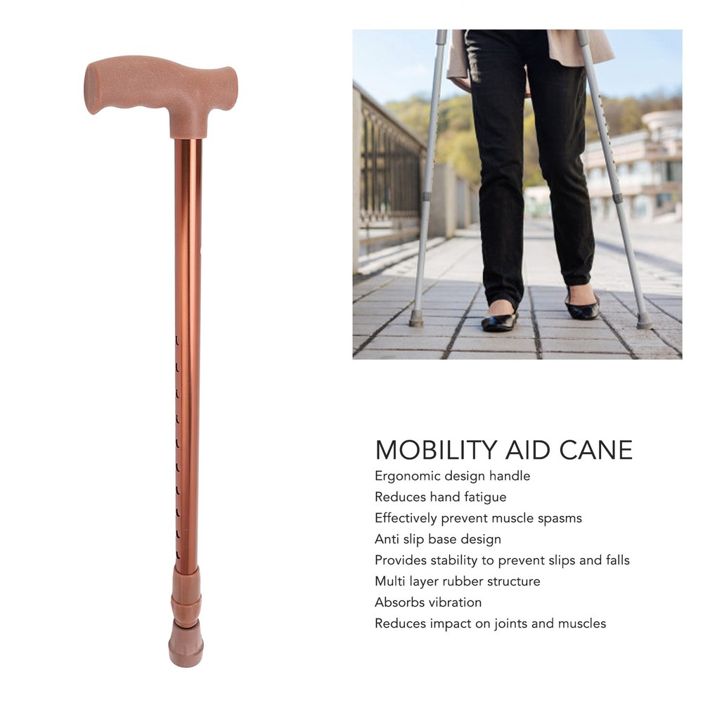 Walking Cane Adjustable Ergonomic Soft Rubber Hand Grip Lightweight Mobility OMO