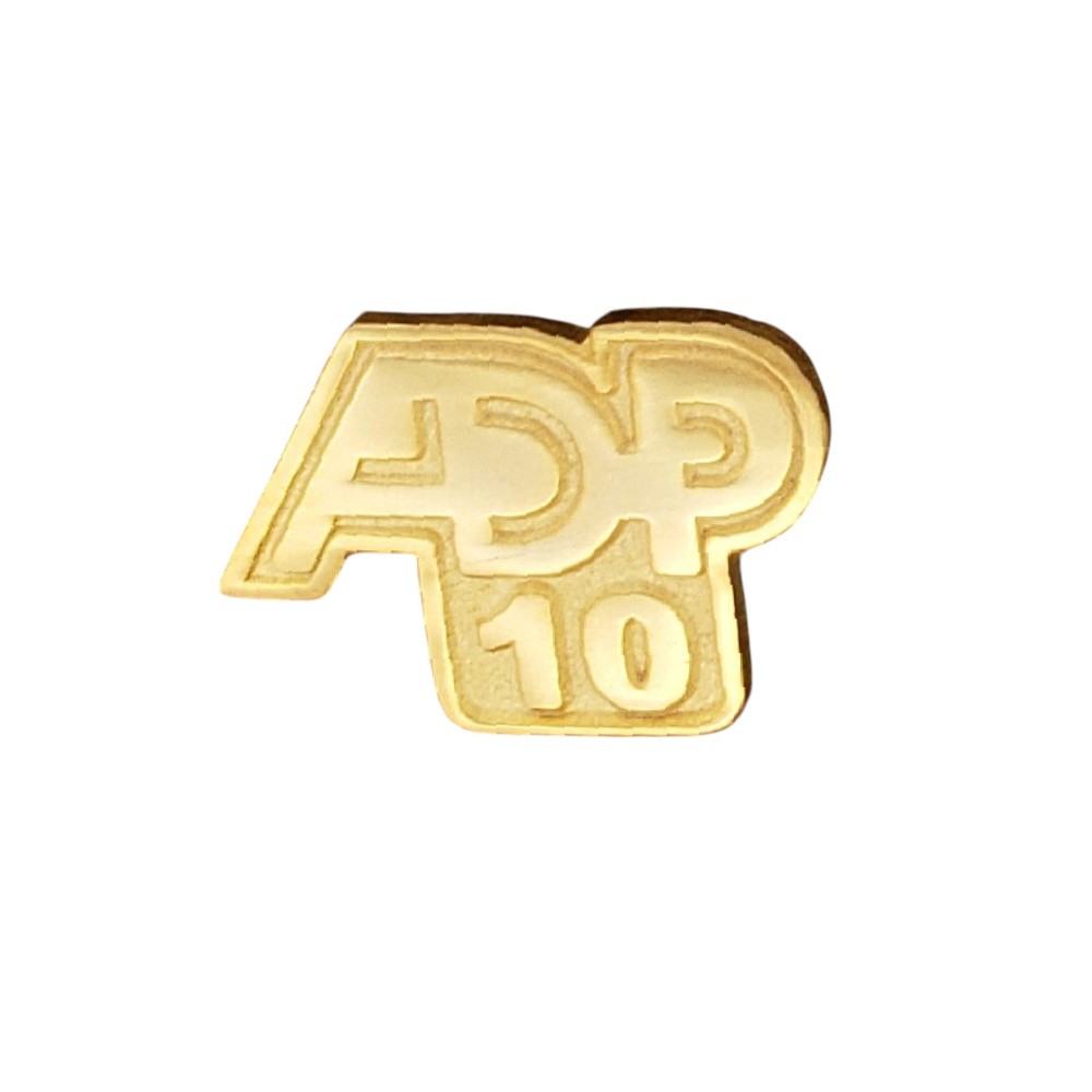 ADP 10 Year Service Award Lapel Pin Automatic Data Processing Gold Tone