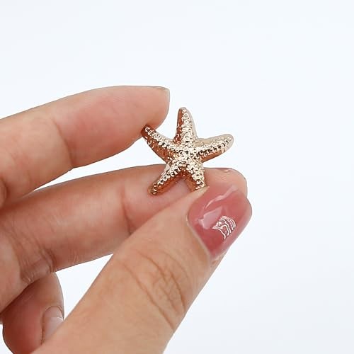 10PCS Tiny Starfish Shaped Shell Buttons, 0.79" x 0.79", Glittering Antiqued