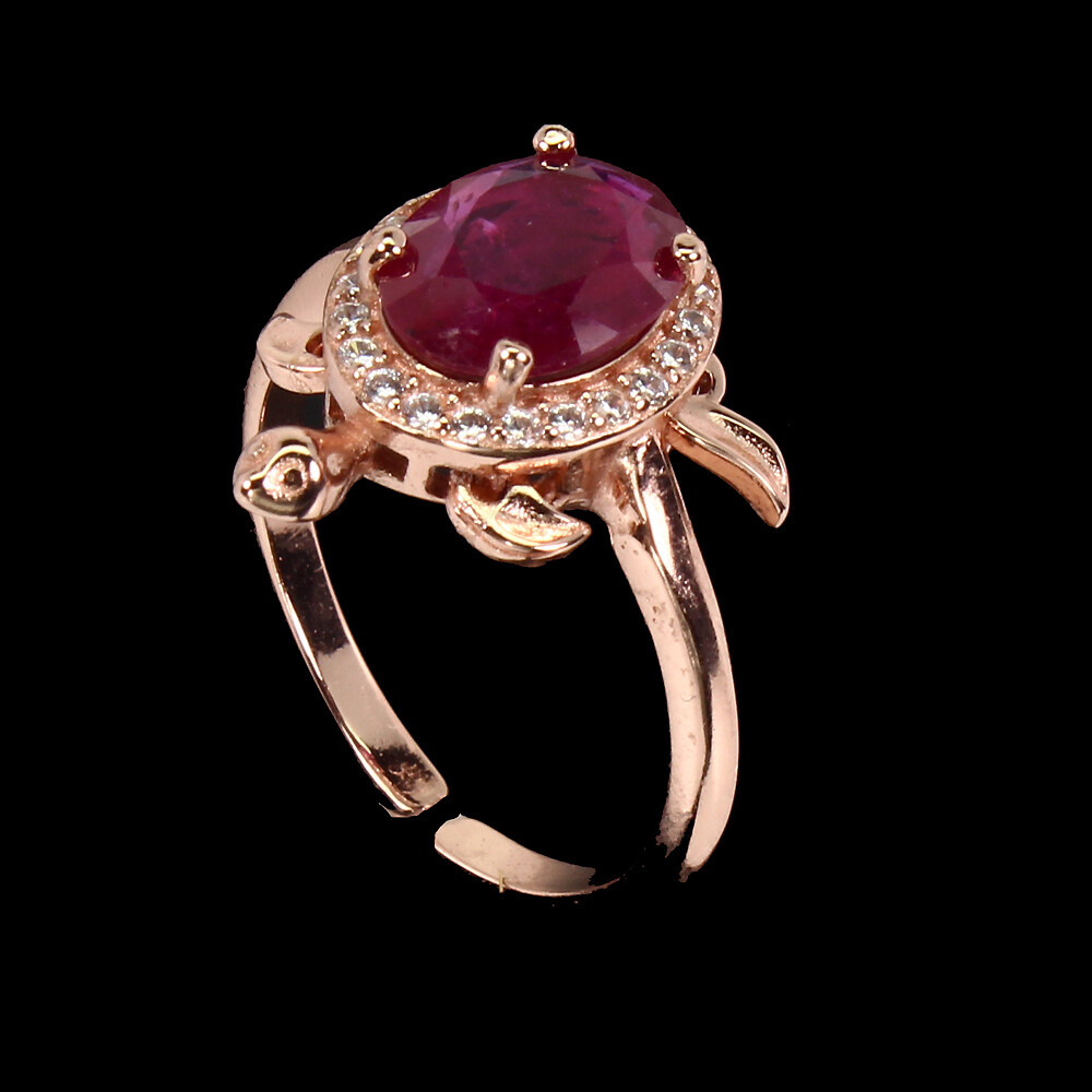 925 Sterling Silver Ring Oval Ruby 9x7mm Gemstone Jewelry Size 6.5