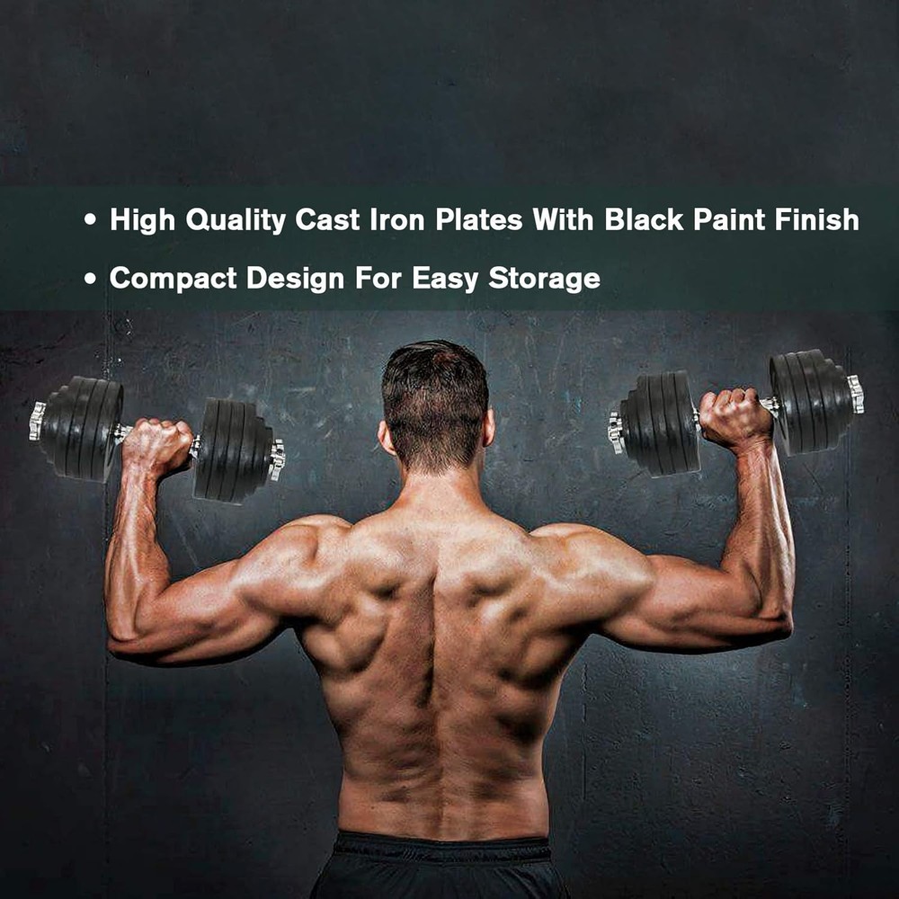 Adjustable Weight Cast Iron Dumbbells Set 105Lbs