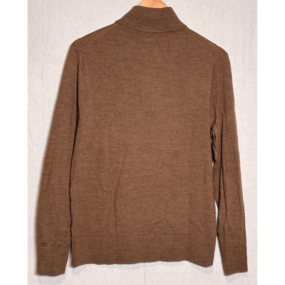 J.Crew Mens Quarter Zip Sweater Brown Mock Neck Pullover Size Medium