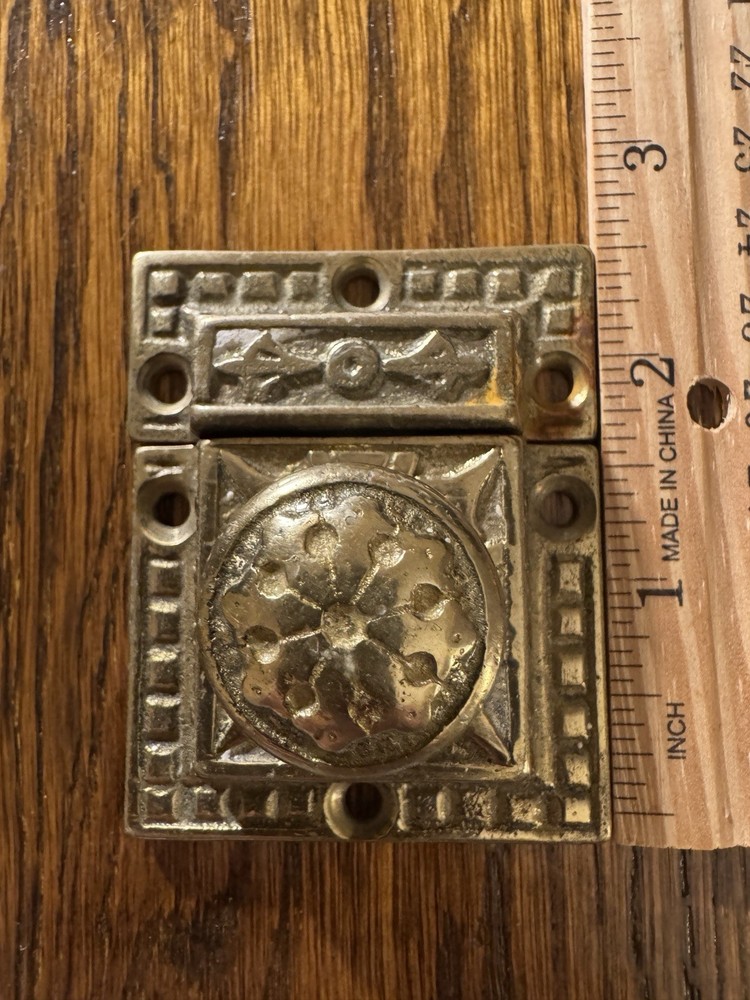 Vintage Solid Brass Cabinet Bolt Latch – Decorative Surface Mount Hardware