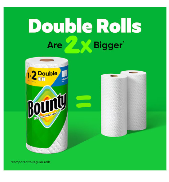 Bounty Select-A-Size Paper Towels 12 Double Rolls White 2X Absorbent