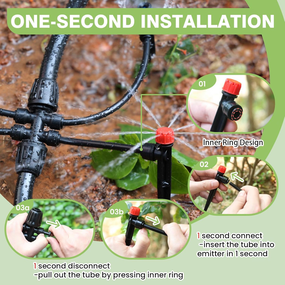 240FT Drip Irrigation System Kit New Quick-Connect, Automatic Garden Watering Mi