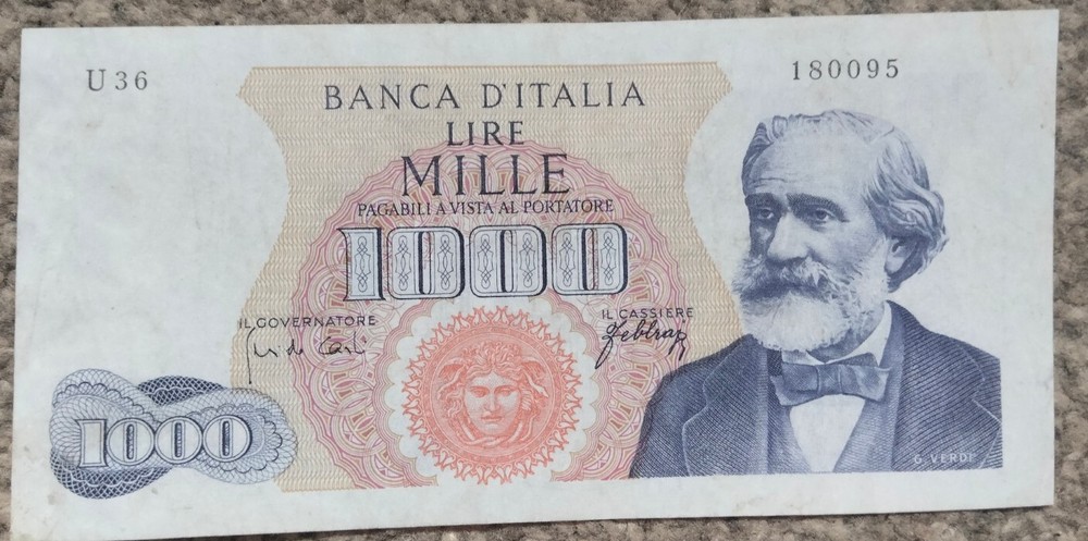 Italy 1000 Lira 1966  P-96d  VF