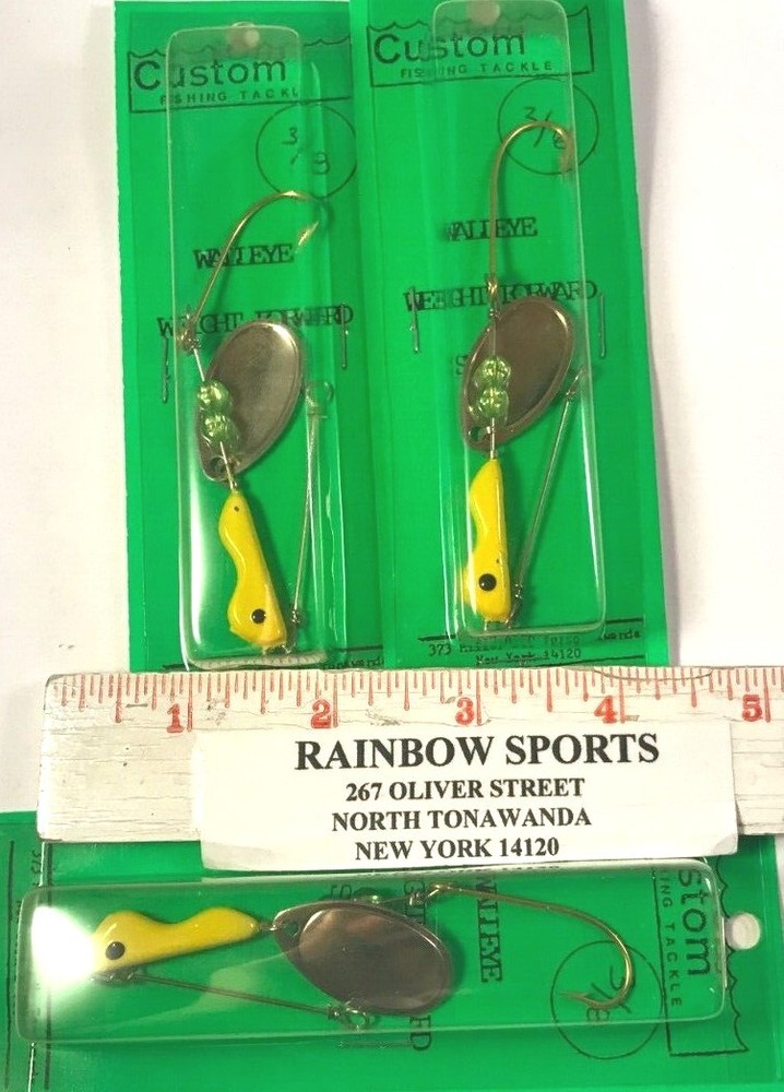 3 RS CHAMPION 3/8oz WEIGHT FORWARD SPINNER Chartreuse head NICKEL blade