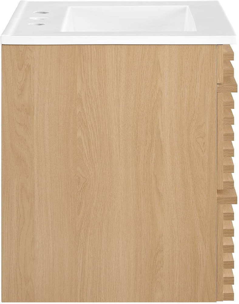 24" Oak White Wall-Mount Bathroom Vanity for Modern Spaces
