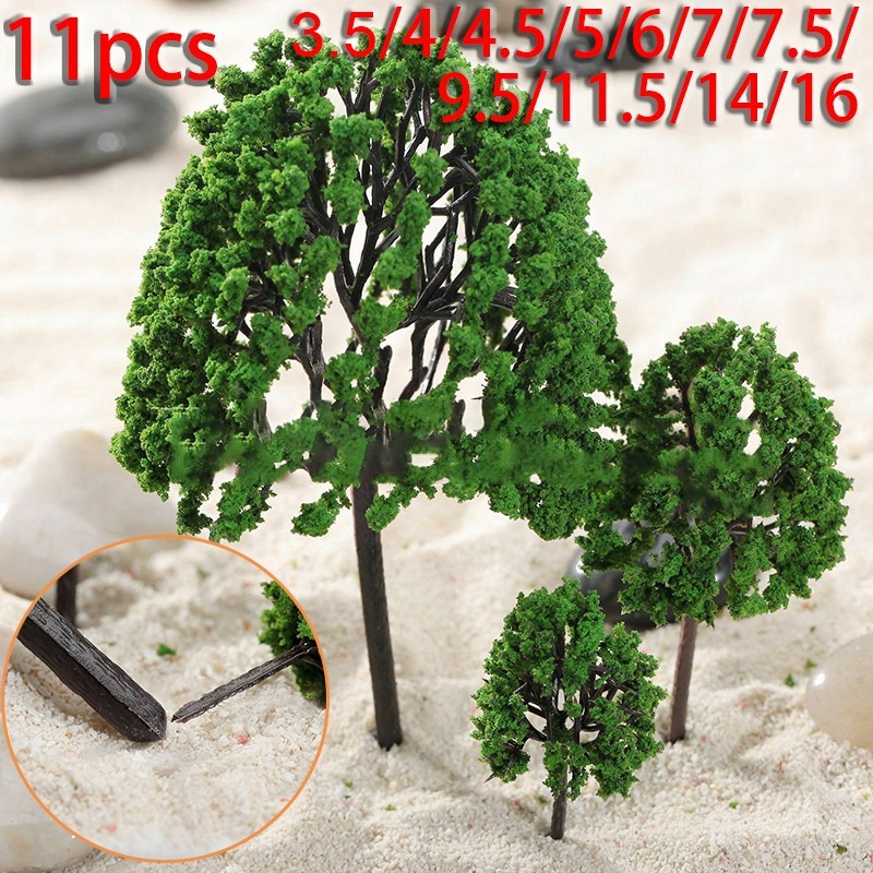 11 Pcs Tree Model Artificial Trees Train Railway Diorama Layout Decor 3.5-16cm