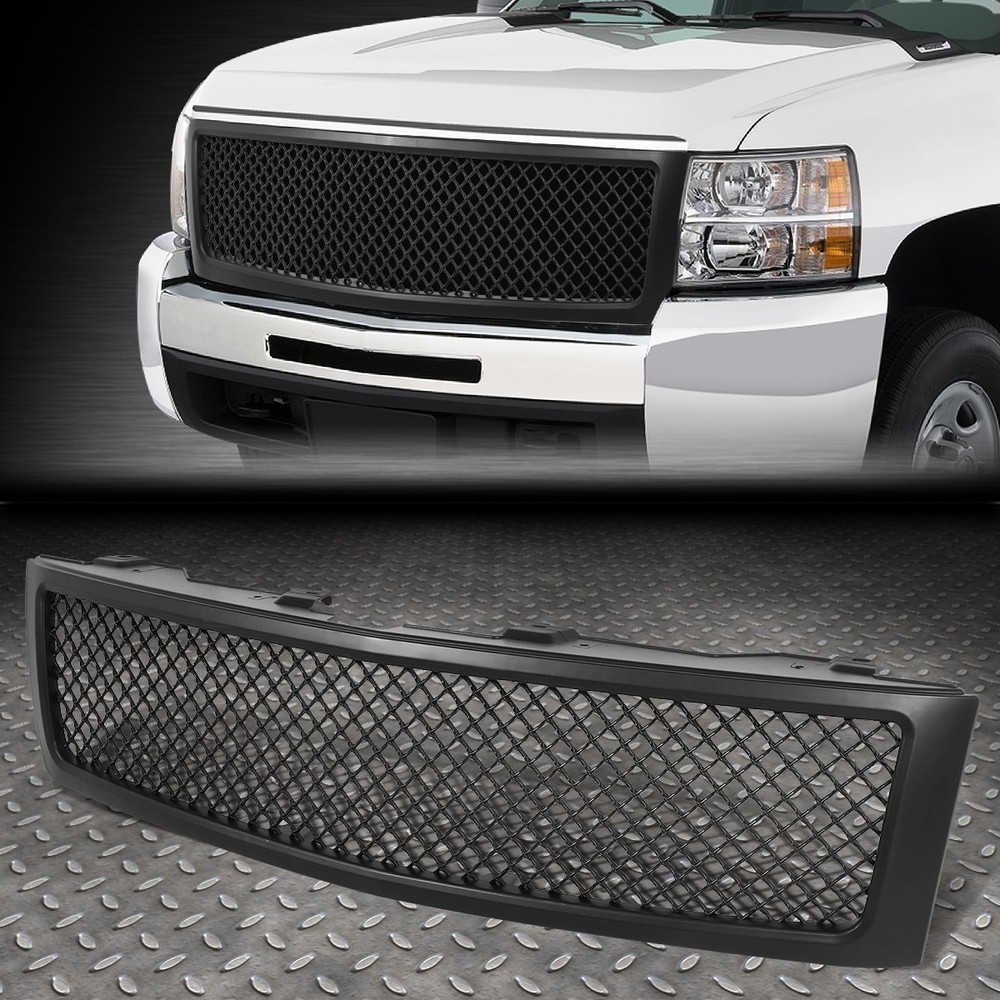 FOR 07-13 CHEVY SILVERADO 1500 MATTE FRONT UPPER BUMPER MESH GRILLE GRILL FRAME