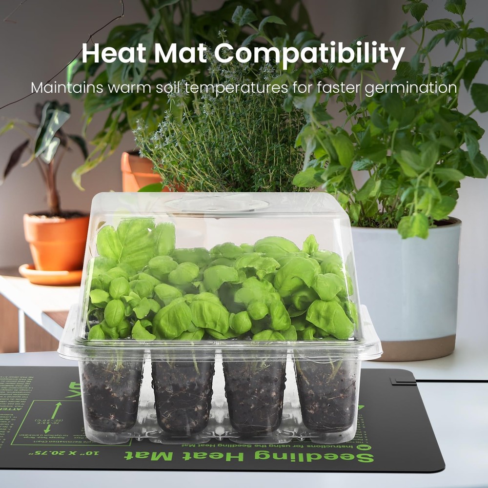 Seed Starter Kit with Grow Light, Elevated Seedling Tray Kit with Adjustable ...