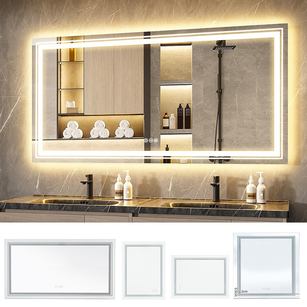 All Size Large LED Lighted Bathroom Front& Backlit Vanity Mirror for Hotel Salon