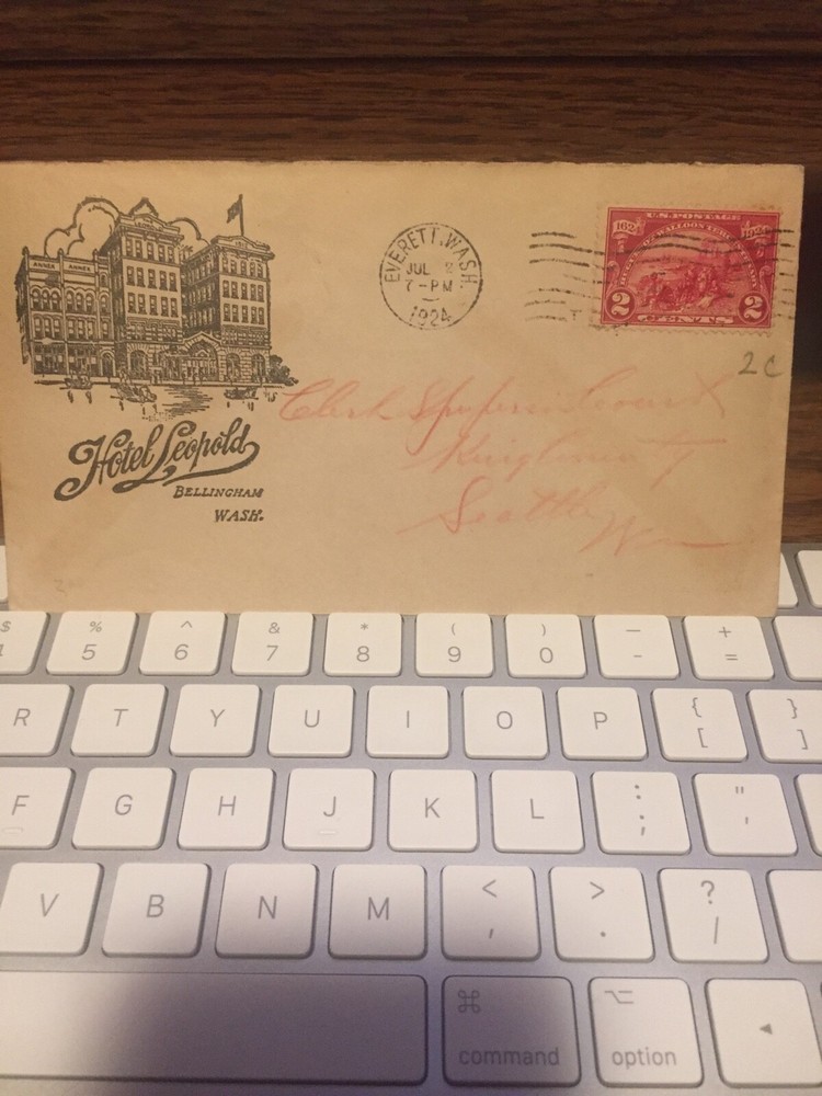 Hotel cover 1924 Everett WA  with 615 stamp.   SELDOM SEEN