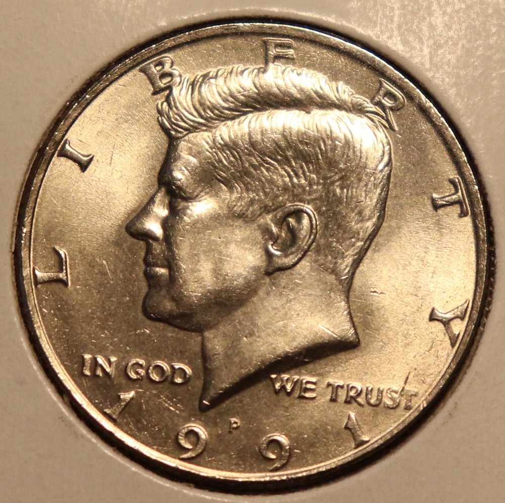 1991-P Kennedy Half Dollar Dramatic Reverse Doubling