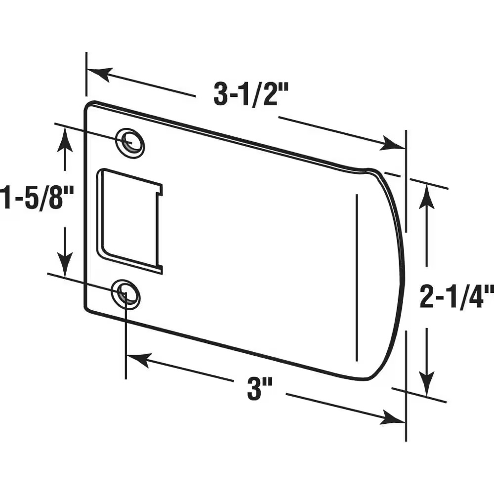 Extended Lip Strike, 3 In., Solid Brass Construction, Polished Finish