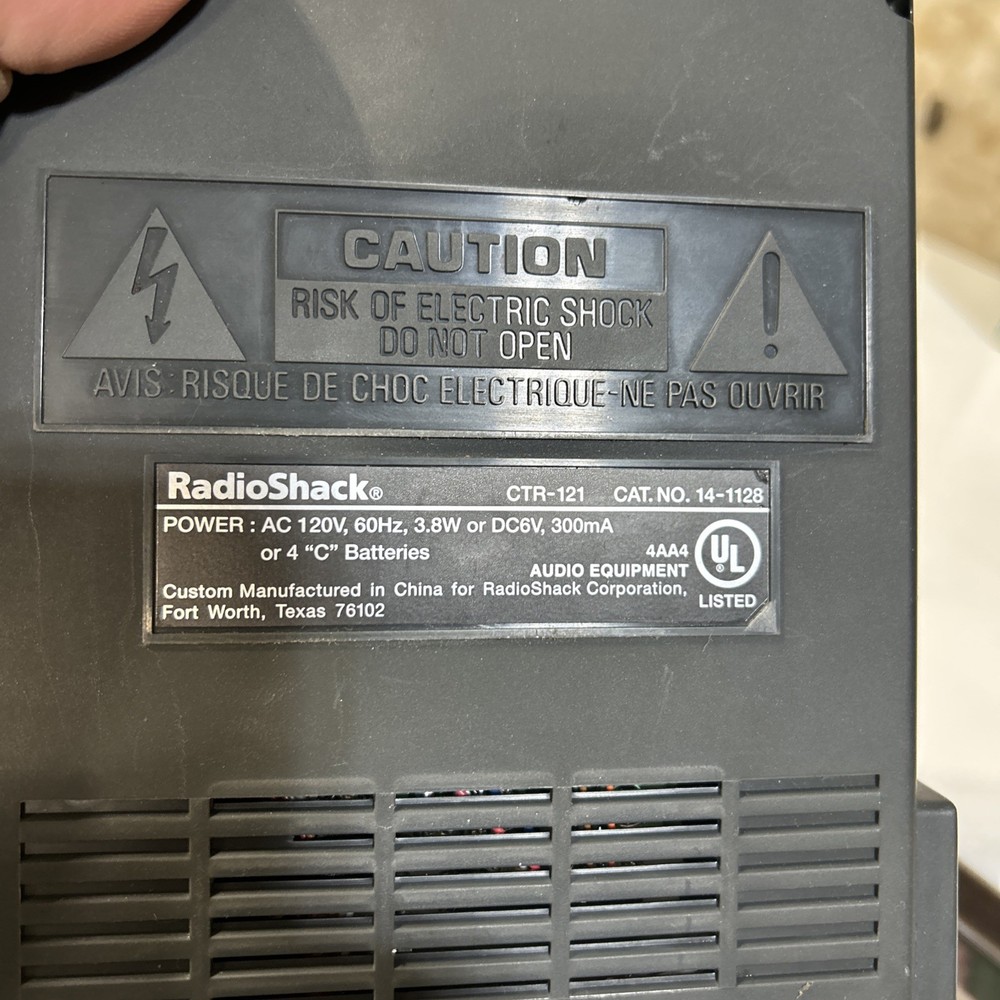 RADIO SHACK CTR-121 Portable Desktop AC/Battery Cassette Recorder Untested