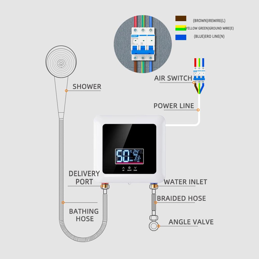 110V Instant Electric Tankless Water Heater Under Sink LED Water Boiler 5500W