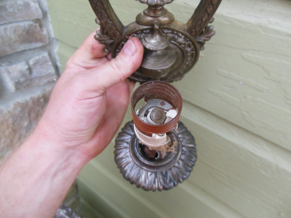 Antique Victorian Light Fixture 9" Sconce Broken Bottom Portion