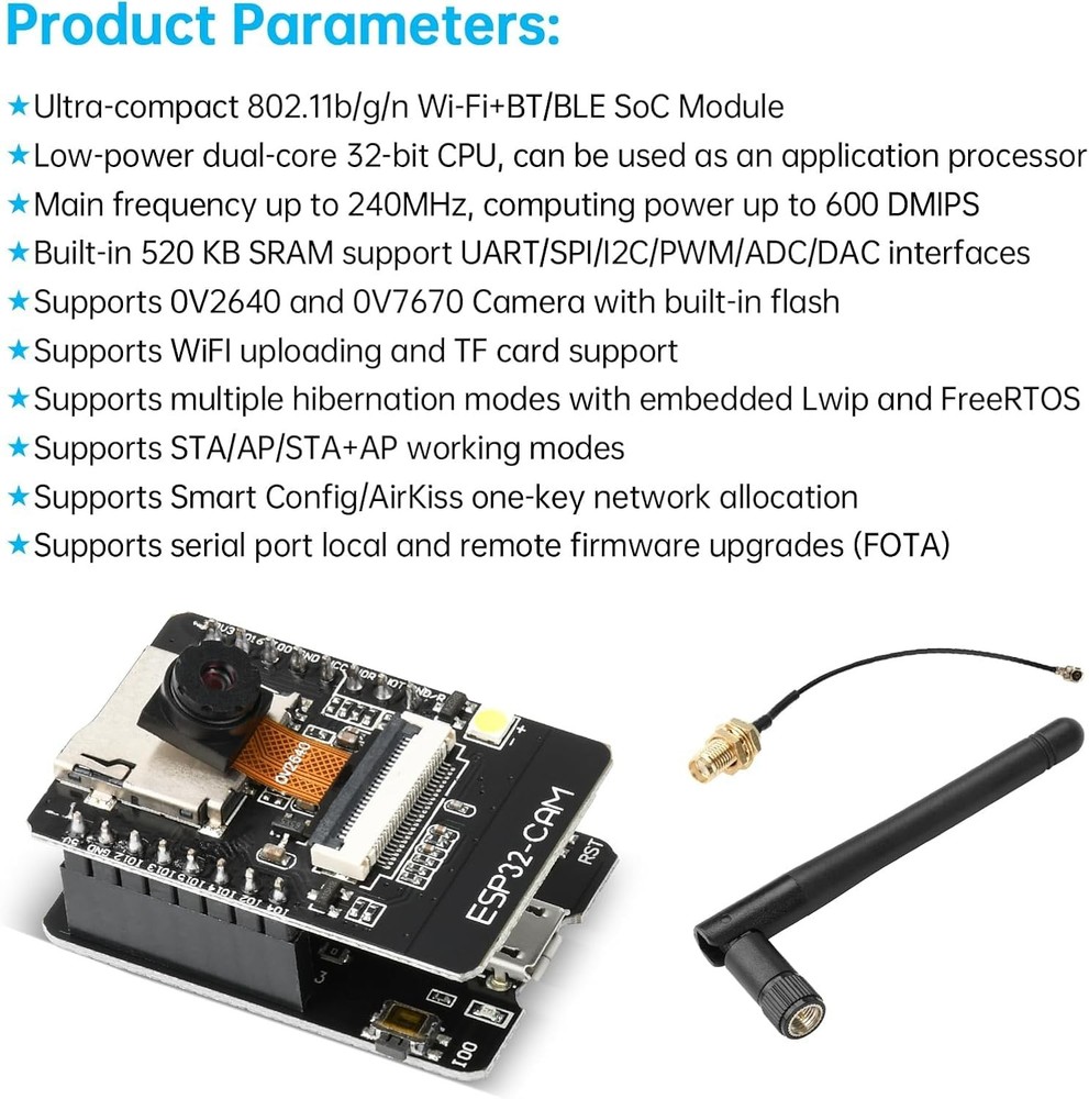 ESP32 CAM Development Board, ESP32-CAM MB WiFi/Bluetooth Development Board, D...