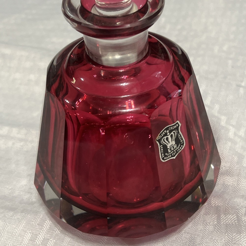 VINTAGE RUBY RED HEAVY CRYSTAL DECANTER- STUNNING!