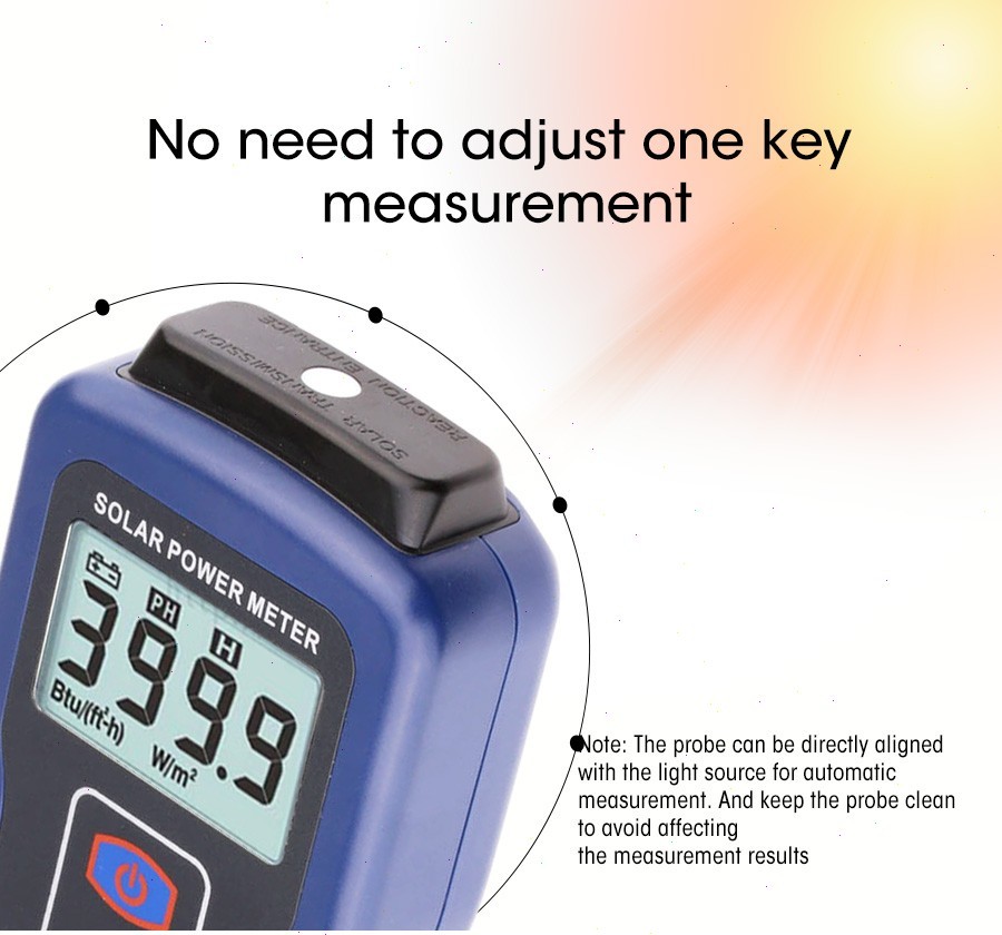 Handheld Solar Power Meter with Range 0.1-1999.9 W/m² Error Range ± (10%R+2dgts)