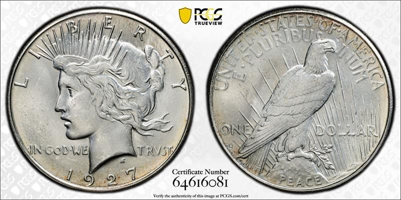 1927-S $1 PCGS MS 63 CAC