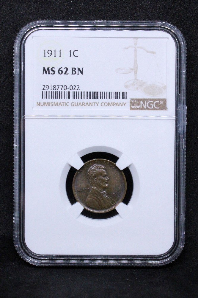 1911 1 CENT USA .NGC MS 62 BN