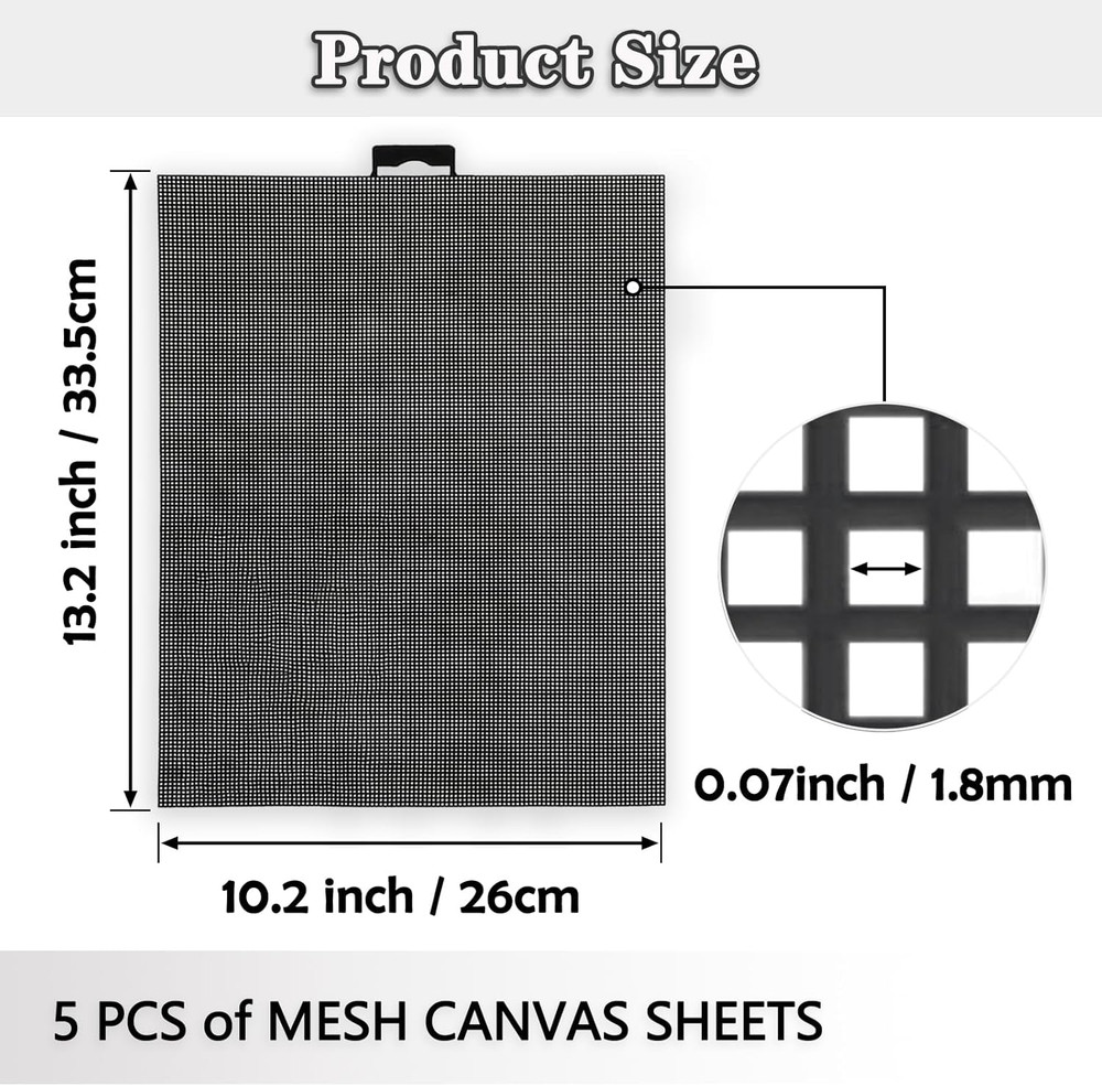 Plastic Mesh 5 Pieces 7 Count Mesh for Embroidery...