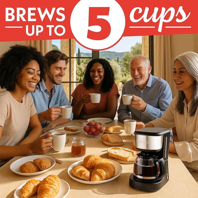 One Touch Coffee Maker 5 Cup Fast Brewing Keep Warm Function Easy View Window US